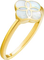 Jan Leslie Sterling With 18K Gold Overlay And Gemstones Single Petal Ring