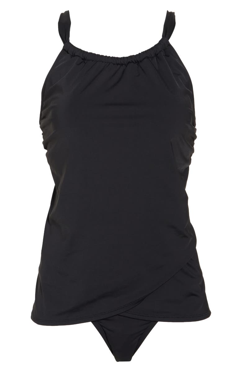 JANTZEN Audry Tankini Bikini Top & Comfort Core Bikini Bottoms, Alternate, color, Black