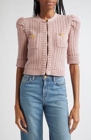L'AGENCE Delilah Puff Sleeve Crop Cardigan