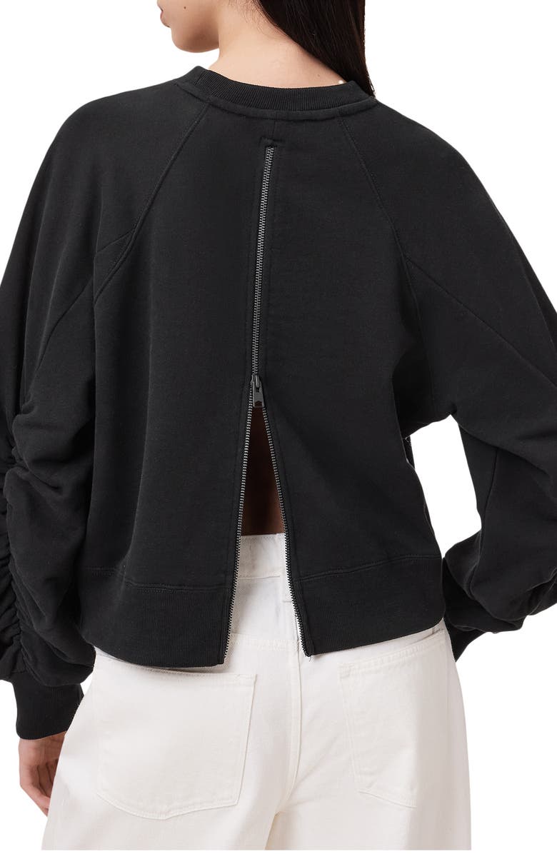 AllSaints Metallo Dana Back Zip Graphic Sweatshirt, Alternate, color, 