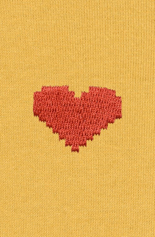 Dalix Pixel Heart Cropped Hoodie In Heather Mustard