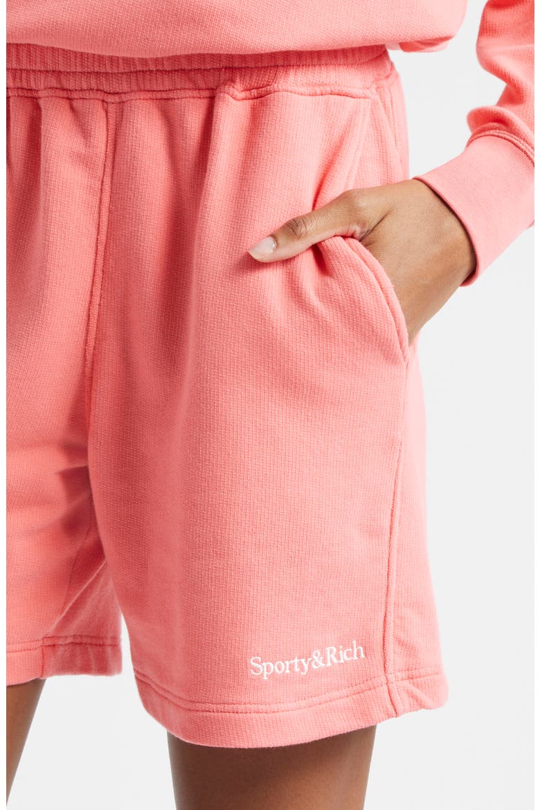 Serif Logo Stretch Organic Cotton Gym Shorts, Alternate, color, COTTON CANDY