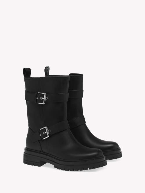 Gianvito Rossi Thiago Black Leather Mid-height Boots In Black