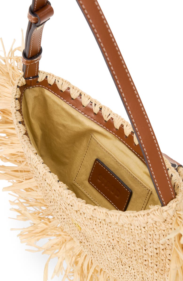 STAUD Alana Raffia Fringe Shoulder Bag, Alternate, color, Desert Sand Raffia