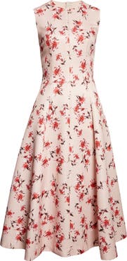 Emilia Wickstead Mara Floral Sleeveless A-Line Faille Midi Dress