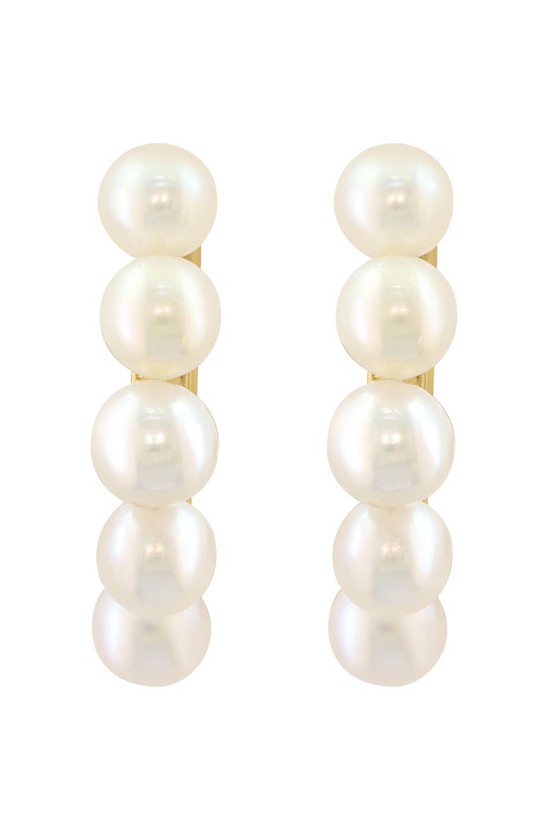 Freshwater Pearl Huggie Hoop Earrings, Alternate, color, WHITE