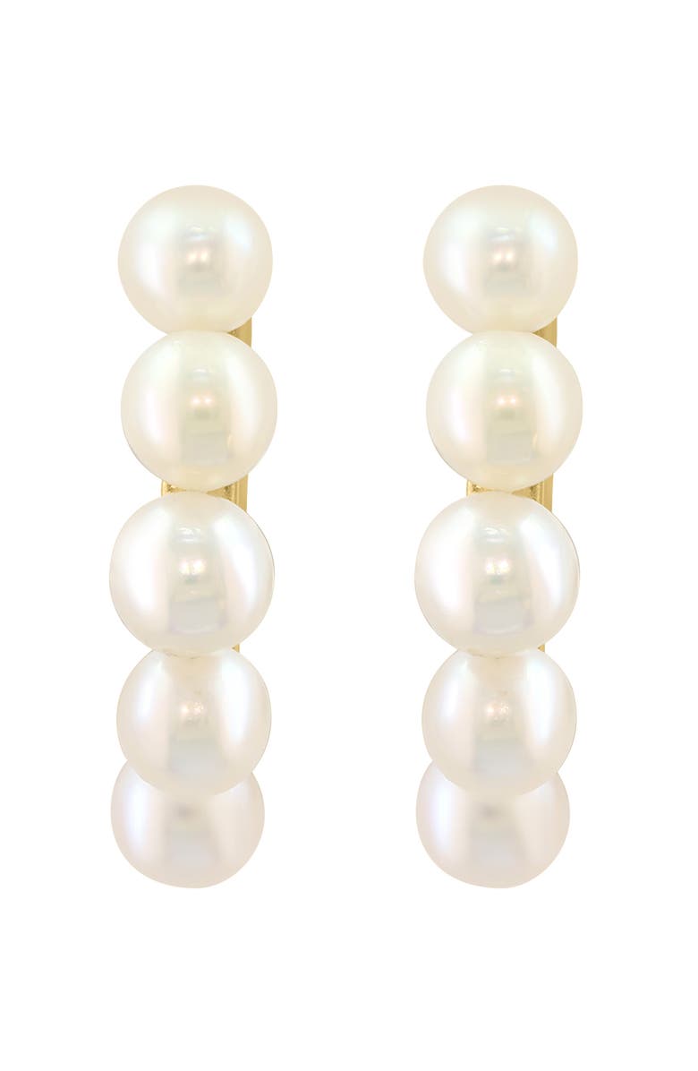 EFFY Freshwater Pearl Huggie Hoop Earrings, Alternate, color, White
