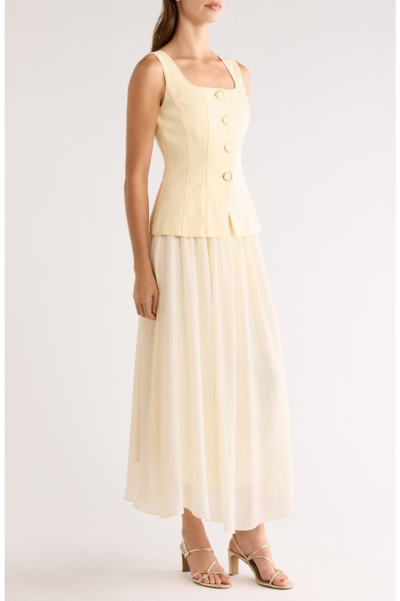 Sleeveless Two-Piece Dress, Alternate, color, YELLOW/ IVORY