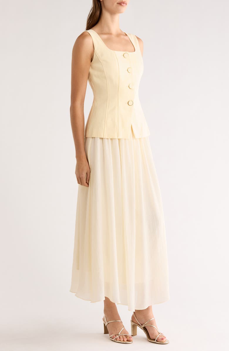 MOON RIVER Sleeveless Two-Piece Dress, Alternate, color, Yellow/ Ivory
