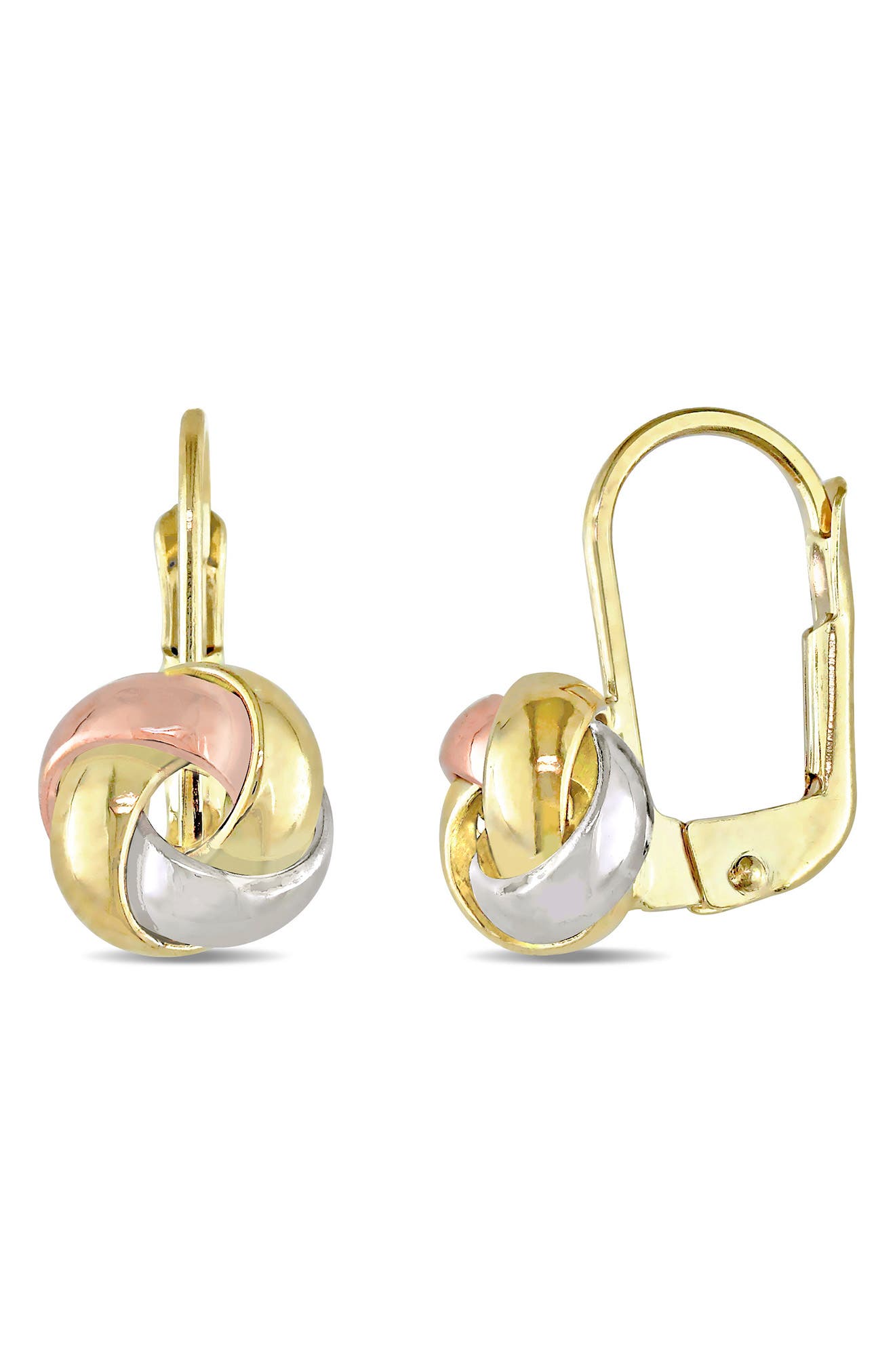 DELMAR Entwined Polished Love Knot Huggie Hoop Earrings