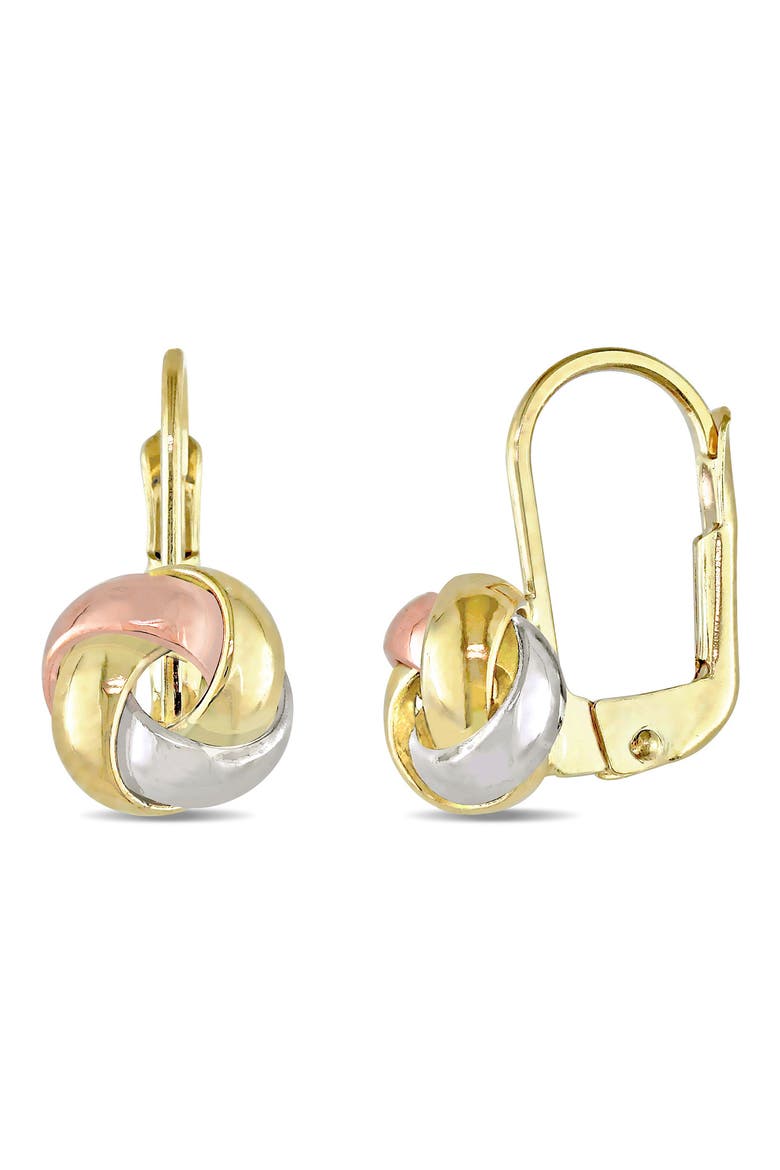 Entwined Polished Love Knot Huggie Hoop Earrings, Main, color, GOLD MULTI
