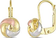DELMAR Entwined Polished Love Knot Huggie Hoop Earrings