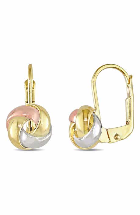 DELMAR Entwined Polished Love Knot Huggie Hoop Earrings