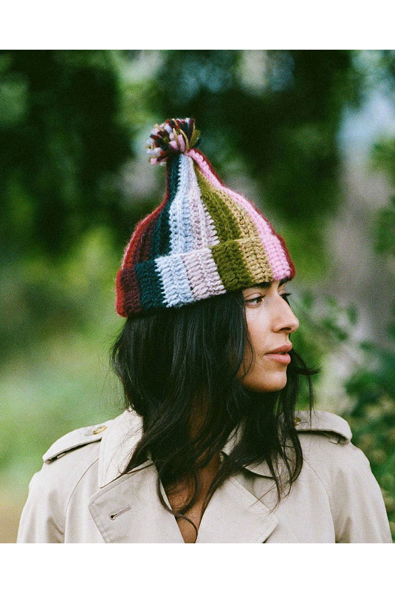 Mom's Rainbow Striped Baby Alpaca Beanie, Main, color, Mom's Rainbow