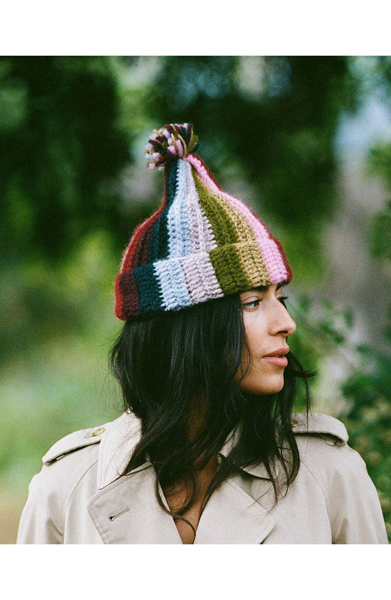 Minga Mom's Rainbow Striped Baby Alpaca Beanie, Main, color, Mom's Rainbow