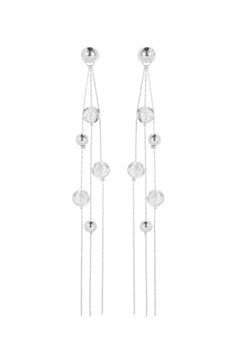 Classicharms Frostlily Mini Clear Crystal And Bead Drop Earrings In Silver