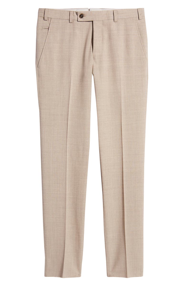 Ted Baker London Men's Jerome Soft Constructed Trim Fit Flat Stretch Wool Pants, Alternate, color, Tan