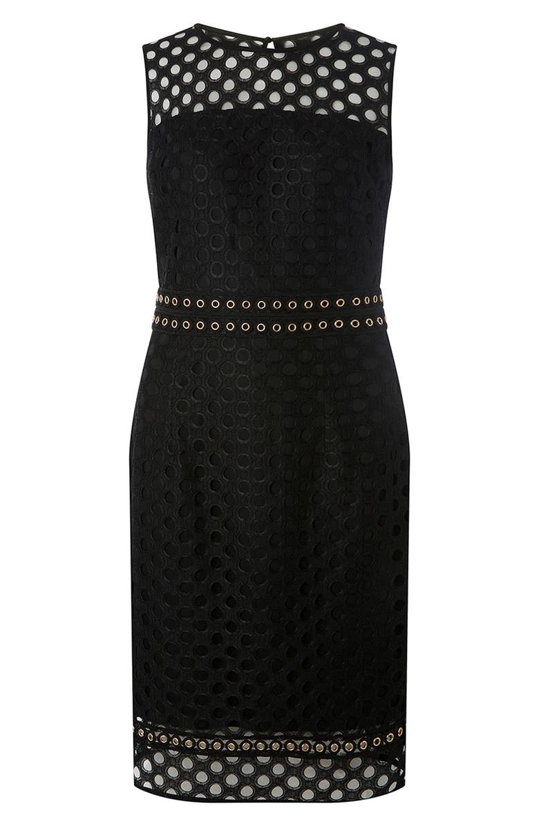 DOROTHY PERKINS Eyelet Lace Sheath Dress, Alternate, color, Black