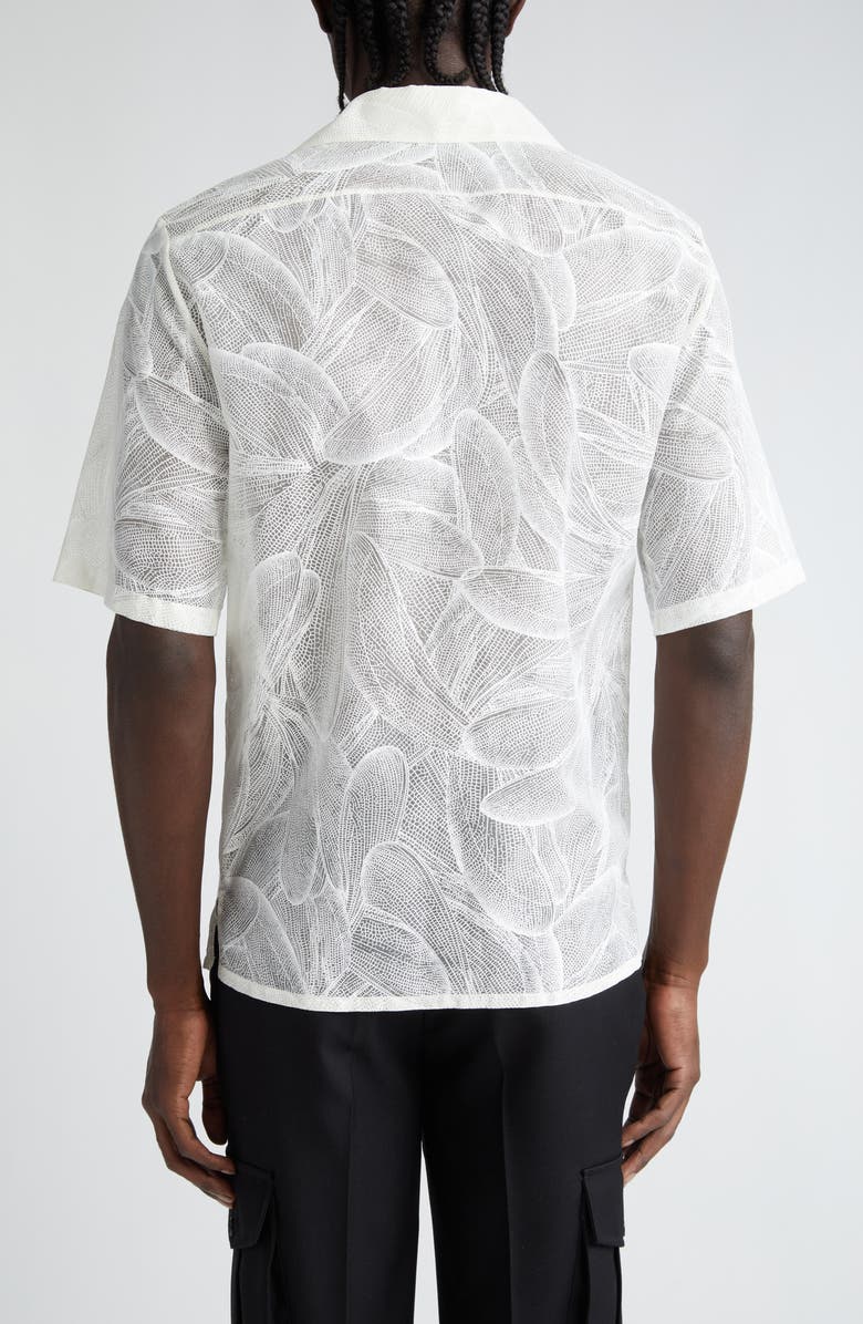 McQueen Tropical Print Short Sleeve Silk Shirt, Alternate, color, Opticalwhite