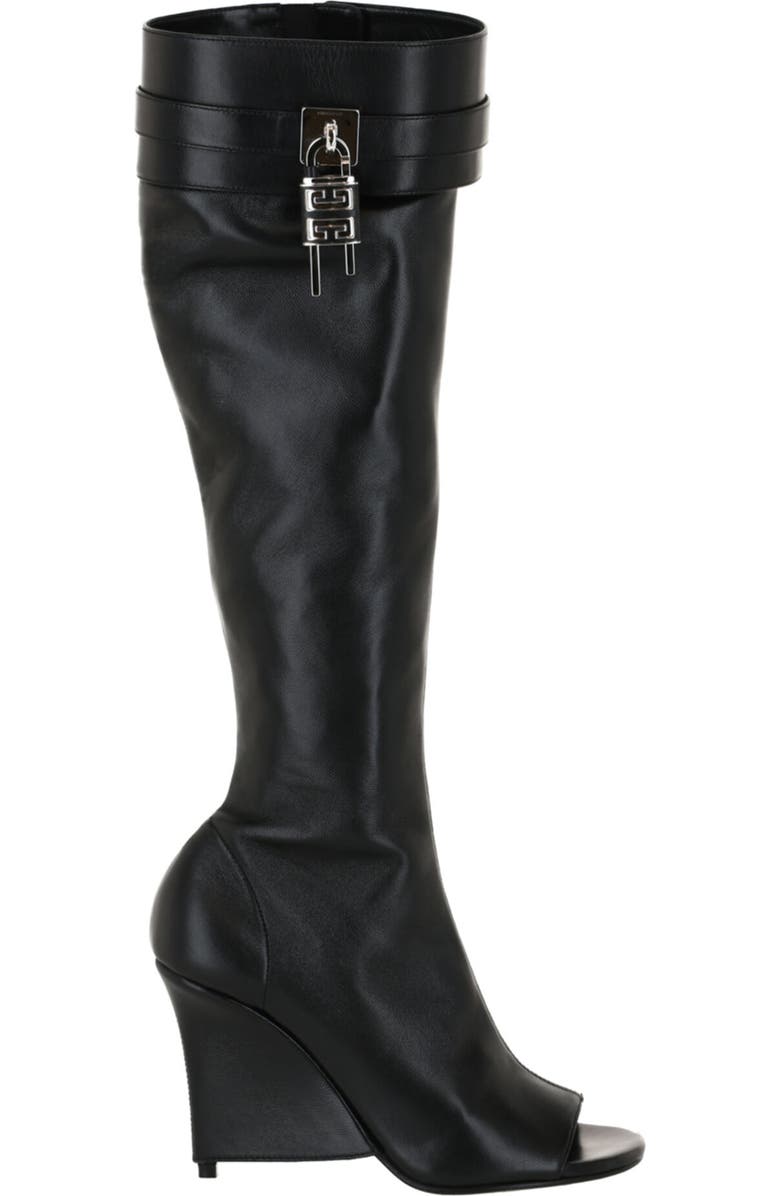 Givenchy Shark Lock Stiletto Wedge Knee High Boot, Alternate, color,