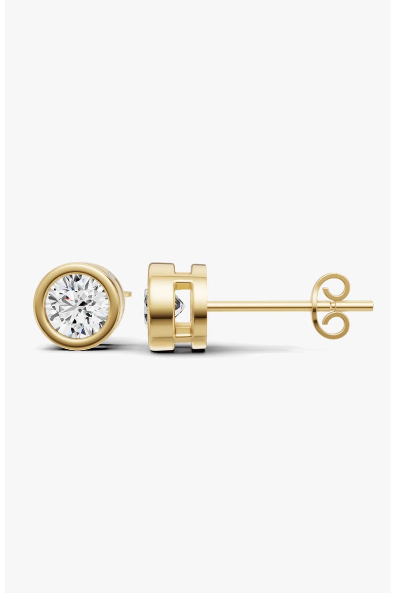14K Gold Studs 0.5 Carat Sereia Round Bezel, Alternate, color, Yellow Gold