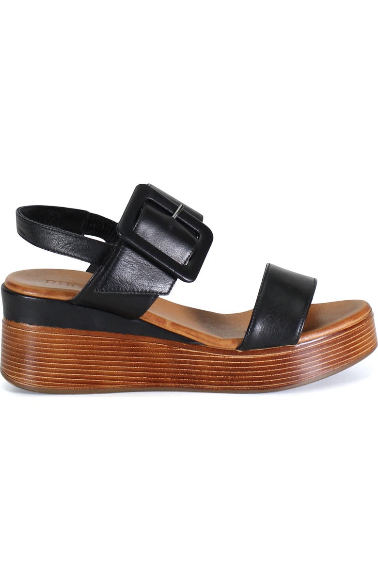 DibaTrue SEEN IT ALL Leather Double Strap, Slingback Wedge, Alternate, color, Black