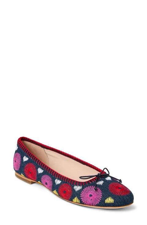 Bettie Embroidered Flower Ballet Flat (Women)