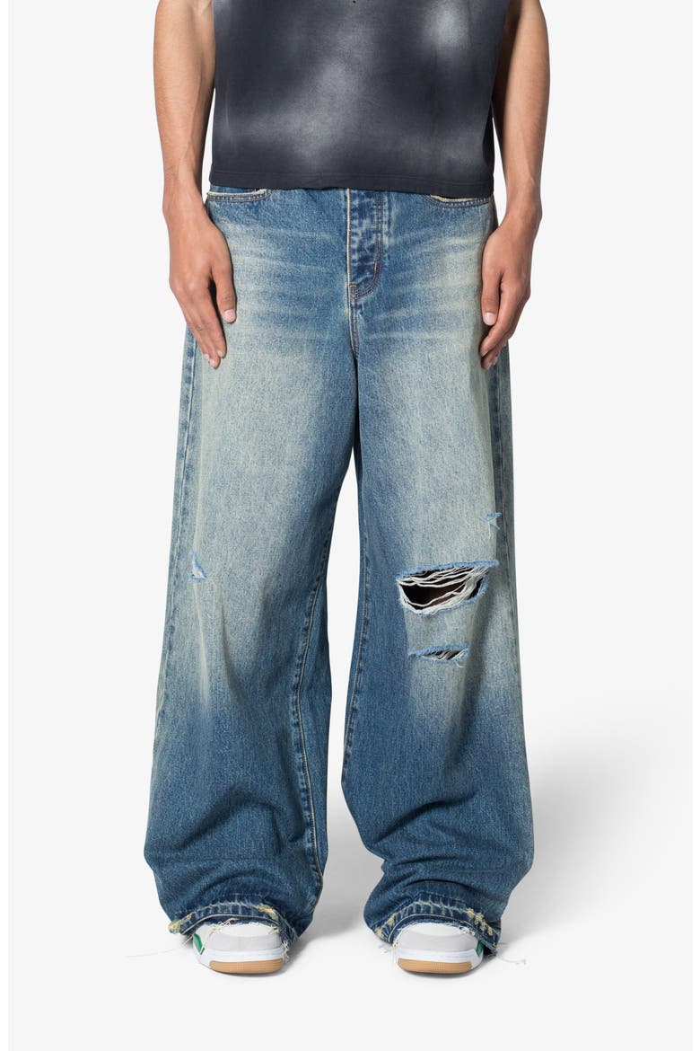 Baggy Rave Ripped Wide Leg Jeans, Main, color, BLUE
