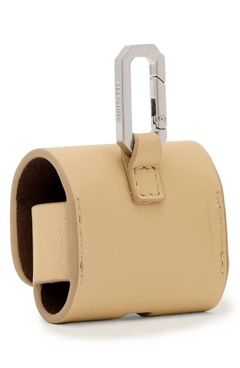 AllSaints Hex Leather AirPod Case, Alternate, color, Mellow Yellow