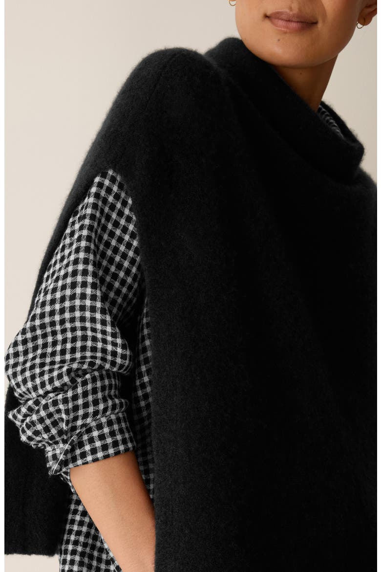 Cashmere & Silk Boucle Poncho, Alternate, color, BLACK
