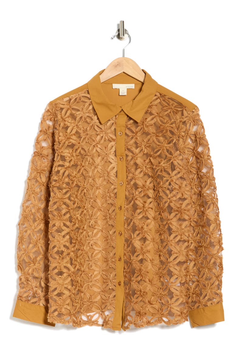 Honey Love Long Sleeve Button-Up Shirt, Alternate, color, CINNAMON