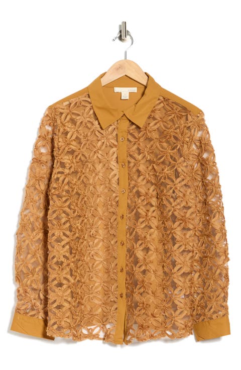 Honey Love Long Sleeve Button-Up Shirt (Plus)