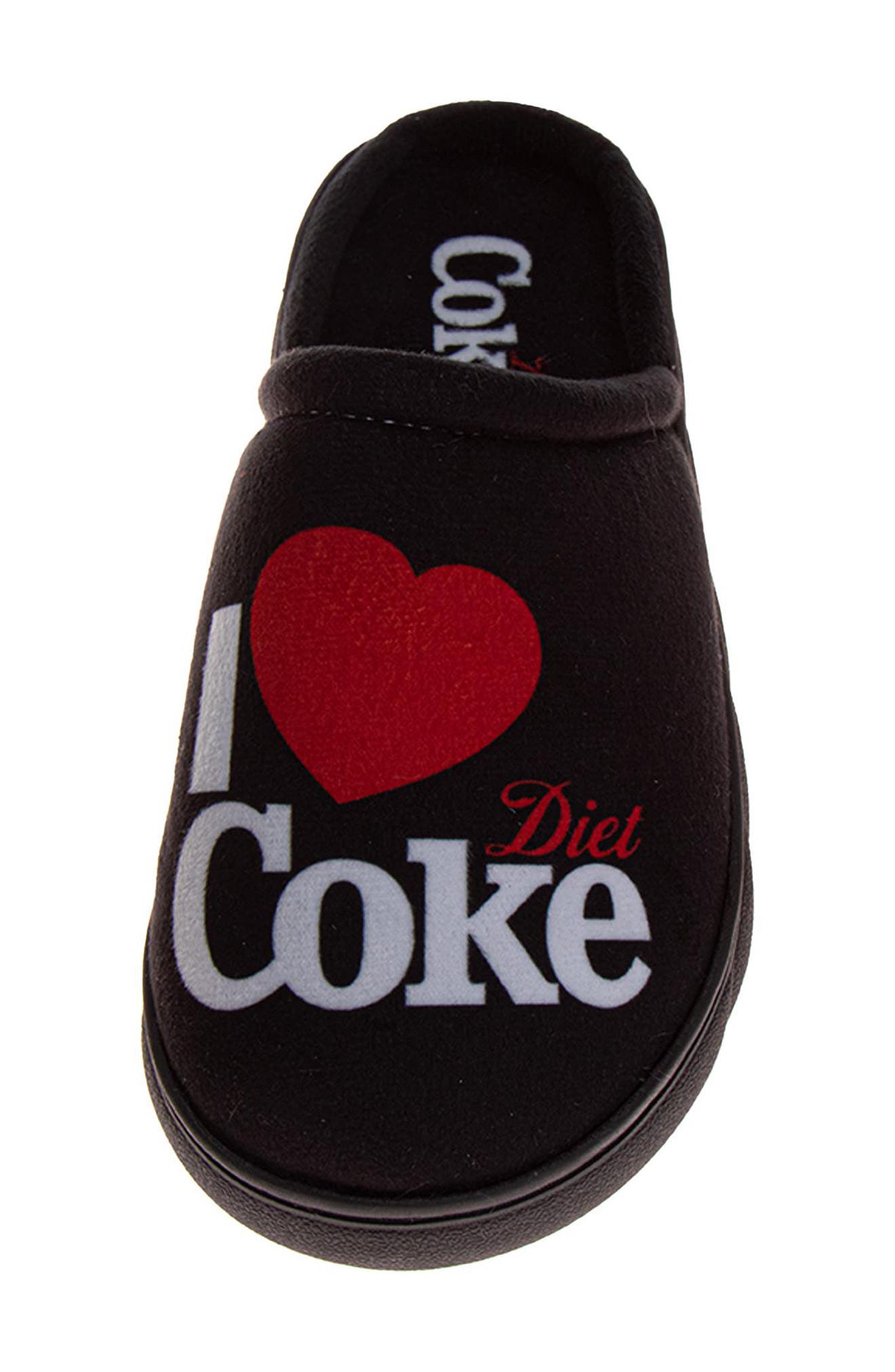Diet Coke Plush Slipper, Alternate, color, BLACK