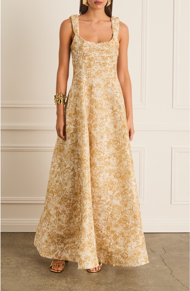 Aqua Blu Pleated Front Adele Dress, Main, color, Gold