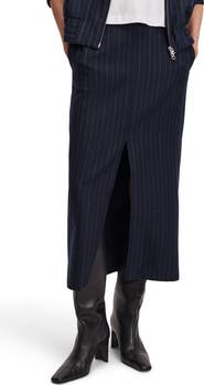 rag & bone Bessie Wool Blend Pinstripe Midi Skirt