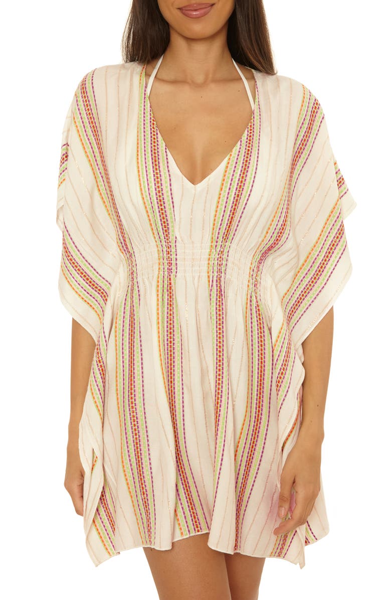Becca Radiance Woven Cover-Up Tunic, Main, color, White/ Mul