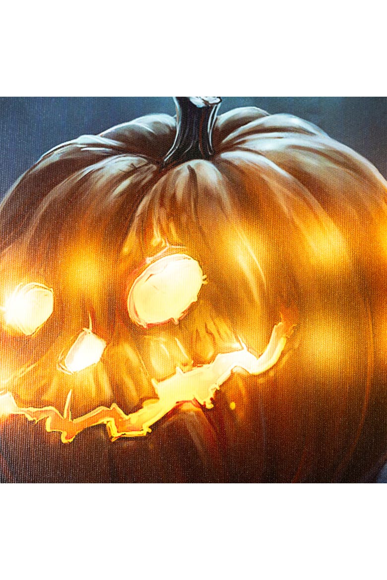 LED Lighted Spooky Halloween Jack-O-Lanterns Canvas Wall Art - 23.5"  x 15.75", Alternate, color, Orange