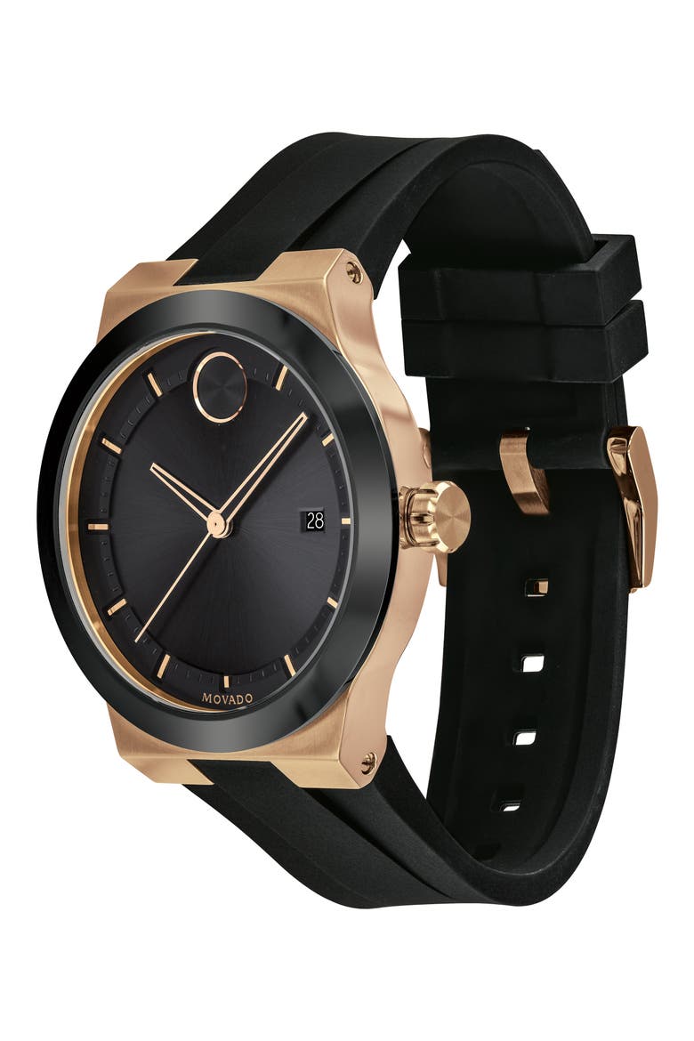 Bold Fusion Silicone Strap Watch, 42mm, Alternate, color, BLACK DIAL
