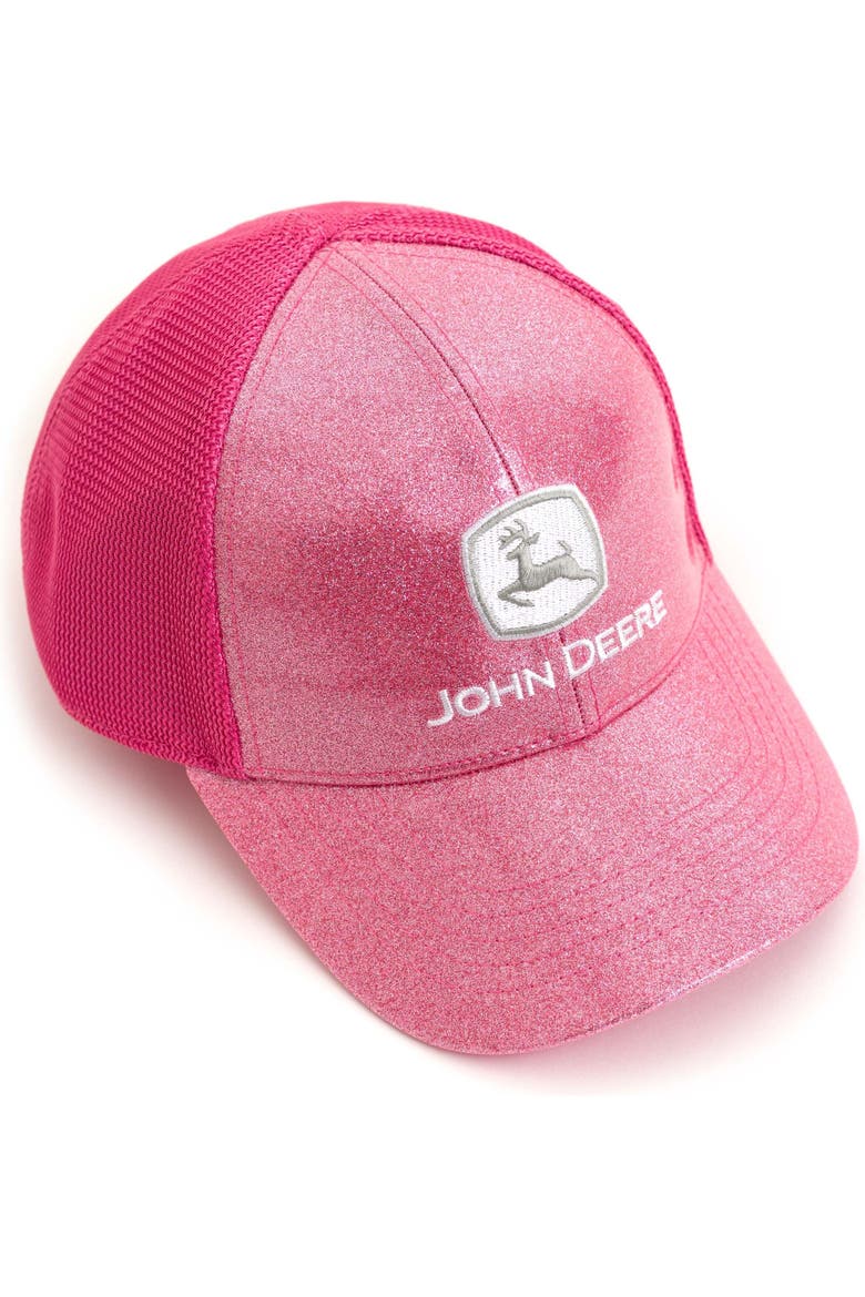 Girls' Snapback Trucker Baseball Cap, Alternate, color, Pink Glitter