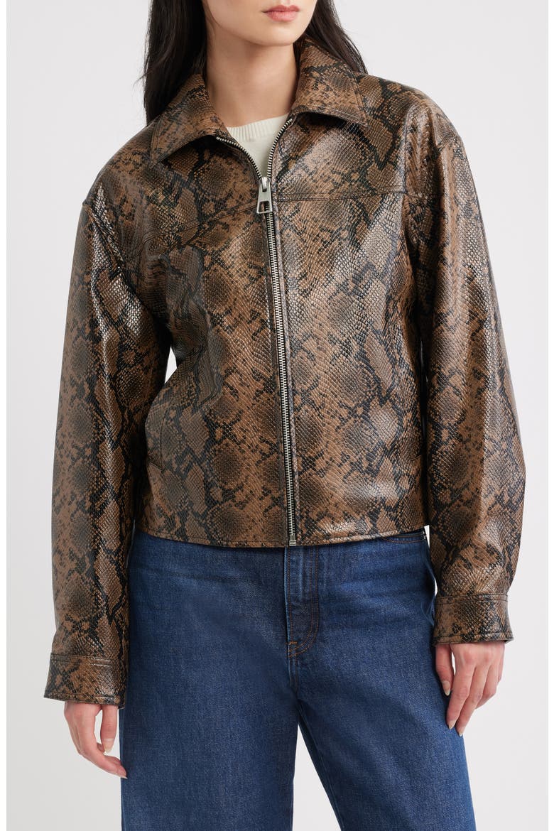 Faux Snakeskin Jacket, Alternate, color, BROWN SNAKE