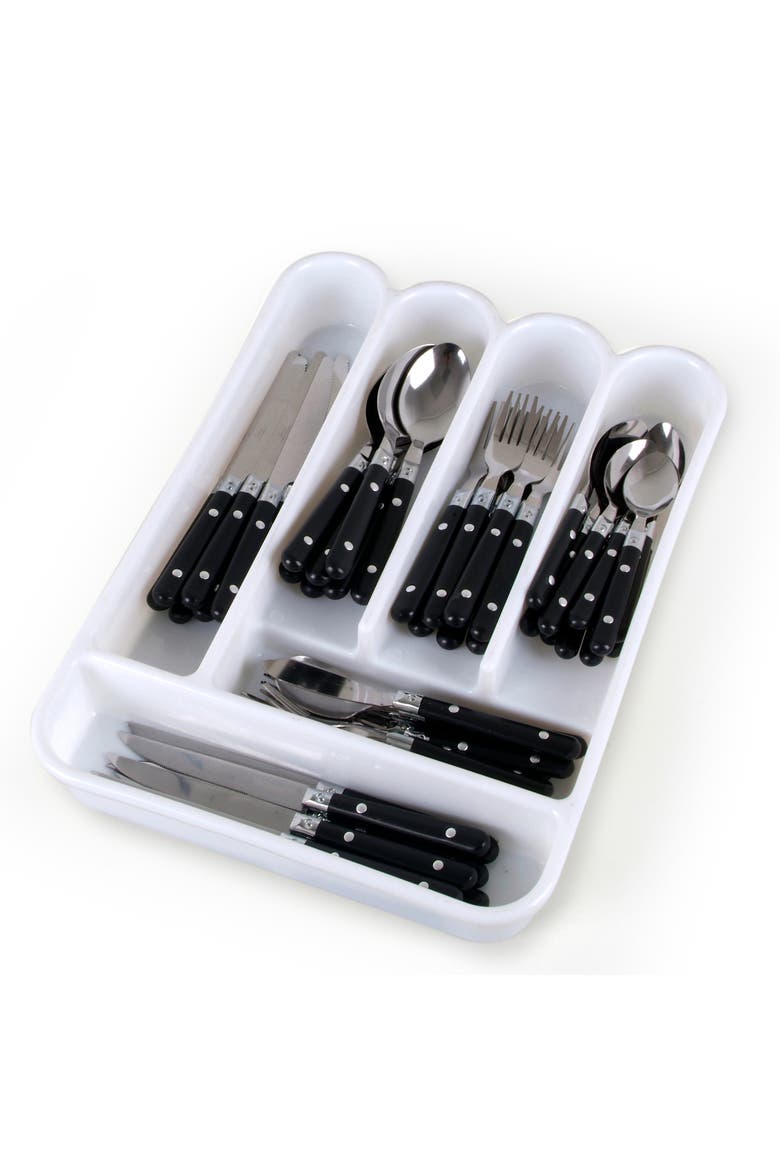 Casual Living 58 Piece Stainless Steel Flatware Set, Alternate, color, Black