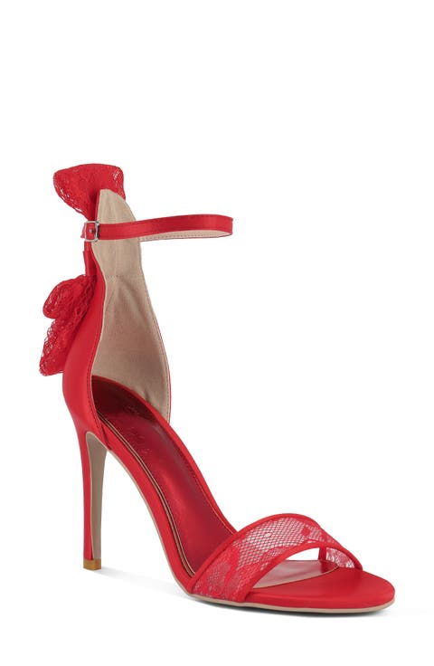 Delancy Lace Bow Satin Stiletto Sandal (Women)