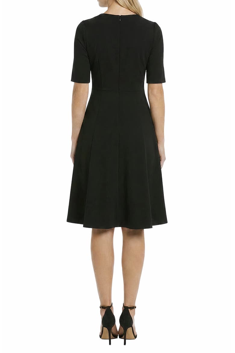 V-Neck Short Sleeve Fit & Flare Dress, Alternate, color, BLACK