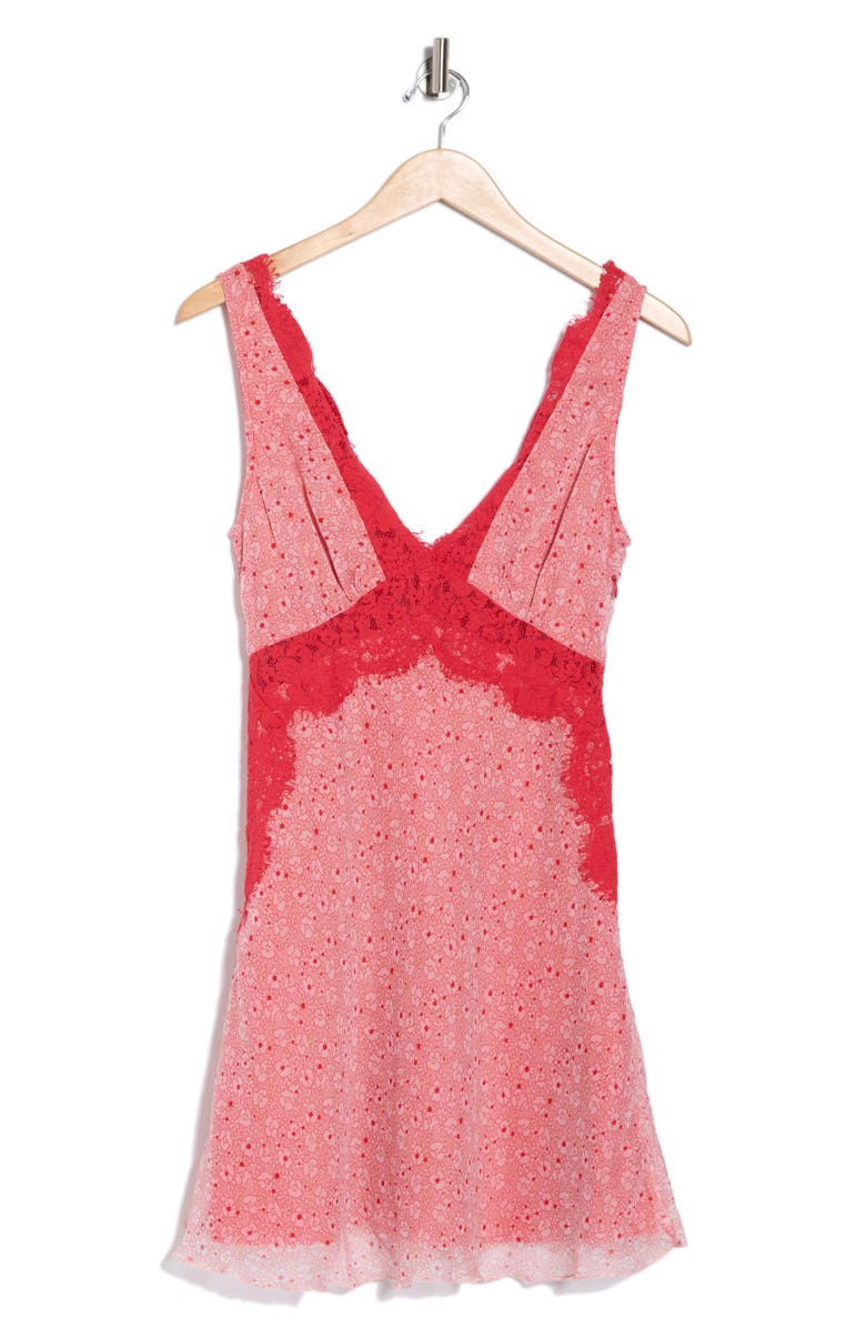 Topshop Floral Lace Minidress, Alternate, color, Pink/ Red