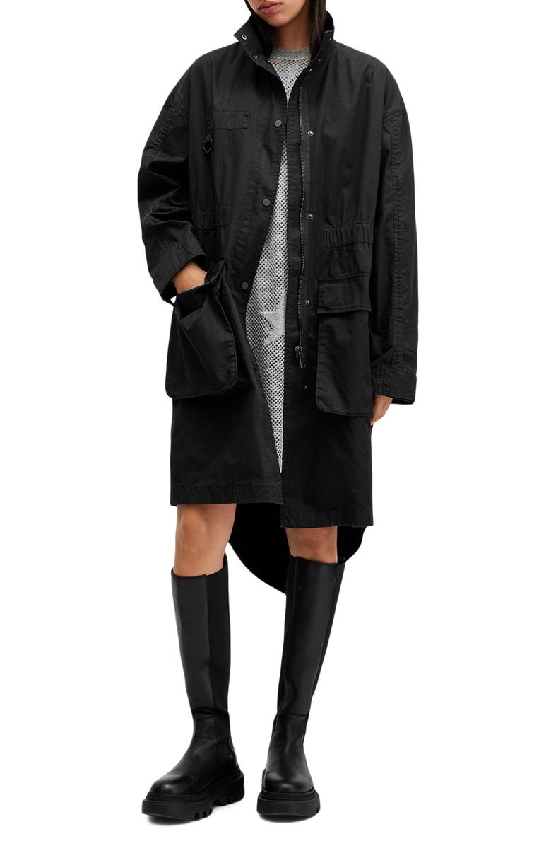 AllSaints Milla Parka, Main, color, Black