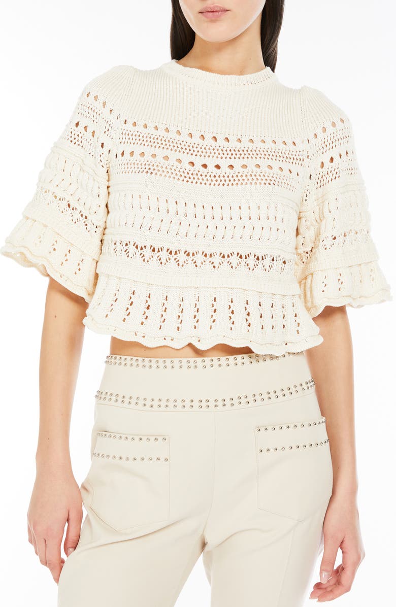 Weekend Max Mara Mixed Stitch Cotton Sweater, Main, color, 