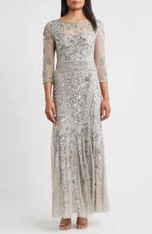 Pisarro Nights Beaded Chiffon Column Gown