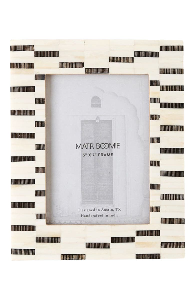 Matr Boomie Mukhendu Black & White 5x7 Picture Frame - Hand Carved Bone, Main, color, Black/White
