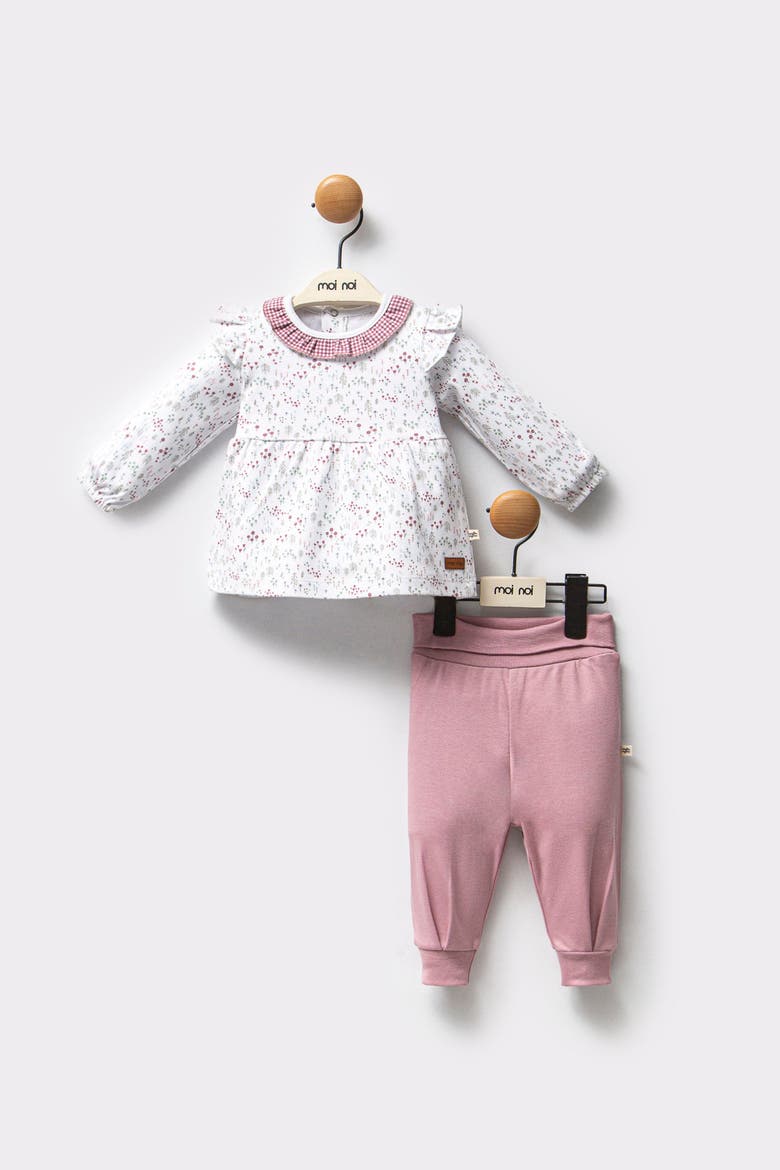 Flower Neckline Ruffle Outfit, Alternate, color, Pink