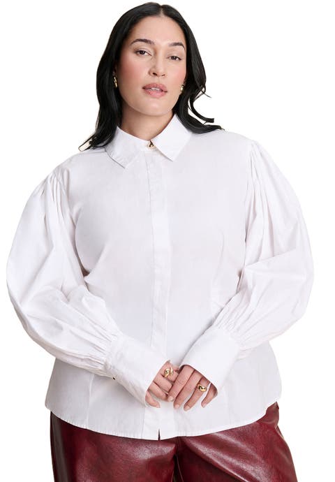 Poet Sleeve Button Up Shirt (Plus)